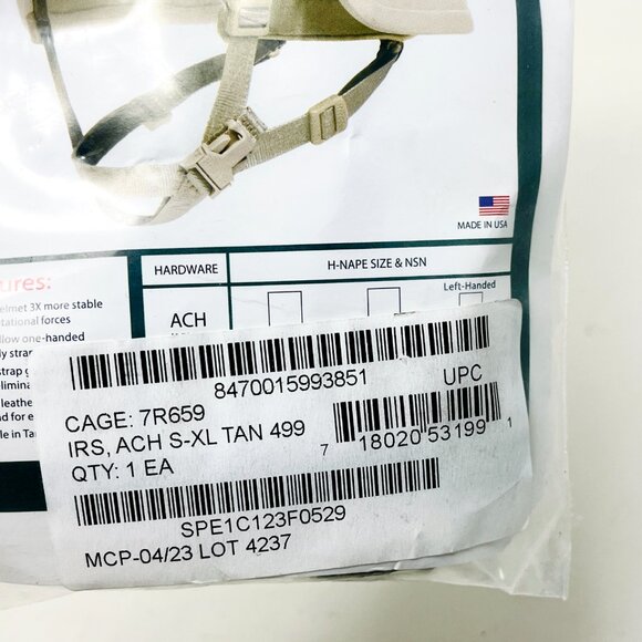 NEW ~ ACH & ECH Improved H-NAPE Retention System [Size: SM-XL] Tan - Picture 4 of 6